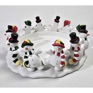 Partylite Frolicking Frostys Ring Of 12 Snowmen Candle Holder‎ Christmas